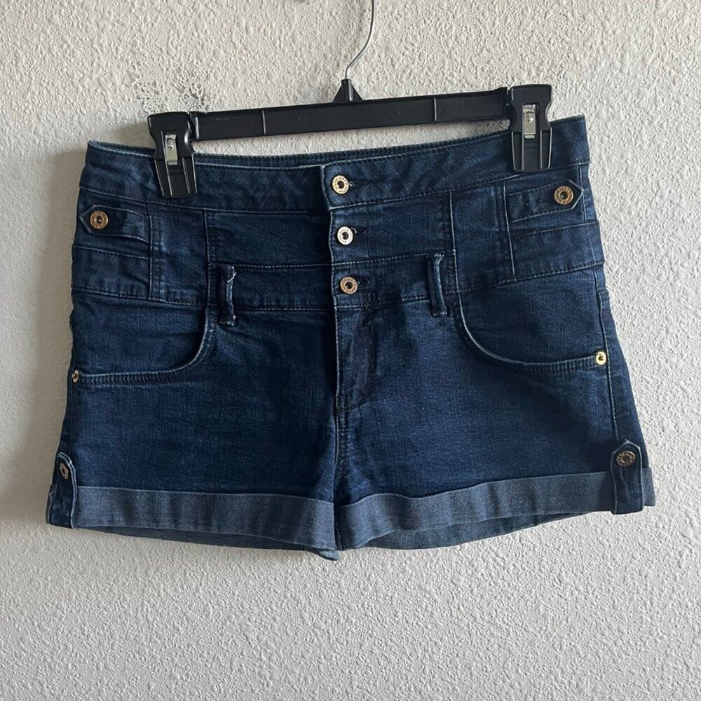 Topshop Women's High Rise Dark Wash Jean Denim Shorts Size 30